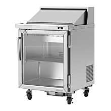 Turbo Air PST-28-G-N-L Pro Series 27" Left Hinge Glass Door Sandwich/Salad Prep Table with 8-Pan Top - 7 Cu. Ft.