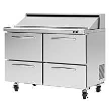 Turbo Air PST-48-D4-N Pro Series 48" Four Drawer Sandwich/Salad Prep Table with 12-Pan Top - 12 Cu. Ft.