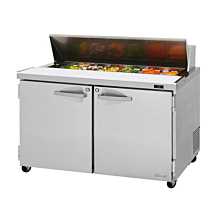 Turbo Air PST-48-N Pro Series 48" Two Solid Door Sandwich/Salad Prep Table with 12-Pan Top - 12 Cu. Ft.