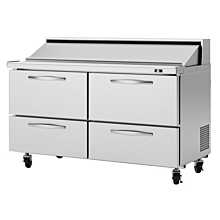 Turbo Air PST-60-D4-N Pro Series 60" Four Drawer Sandwich/Salad Prep Table with 16-Pan Top - 16 Cu. Ft.
