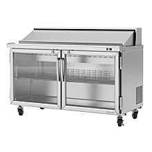 Turbo Air PST-60-G-N Pro Series 60" Two Glass Door Sandwich/Salad Prep Table with 16-Pan Top - 16 Cu. Ft.
