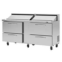 Turbo Air PST-72-D4-N Pro Series 72" Four Drawer Sandwich/Salad Prep Table with 18-Pan Top - 19 Cu. Ft.