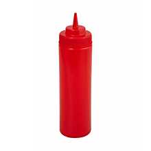 Winco PSW-12R 12 oz. Red Wide Mouth Squeeze Bottle
