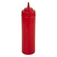 Winco PSW-16R 16 oz. Red Wide Mouth Squeeze Bottle