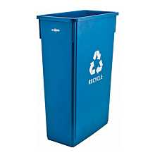 Winco PTC-23L 23 Gallon Blue Plastic Slender Recycle Trash Can