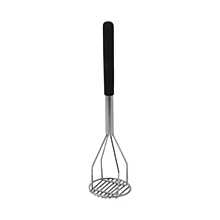 Winco PTMP-18R Chrome Plated 18" Round Faced Potato Masher with Soft Grip Handle