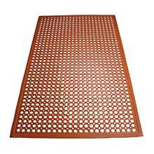 Winco RBM-35R-R Red 3" x 5" x 1/2" Rolled Rubber Floor Mat with Beveled Edges