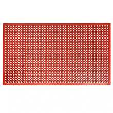Winco RBM-35R 3" x 5" Red Rubber Floor Mat