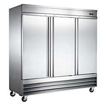 Universal RICI-81 81" Stainless Steel Three Solid Door Reach-In Refrigerator, 72 Cu. Ft.
