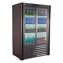 Universal RW-38-SC 38” Stainless Steel Two Sliding Glass Door Self-Contained Merchandiser Refrigerator