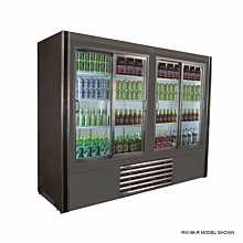 Universal RW-96-SC 96" Stainless Steel Four Sliding Glass Door Self-Contained Merchandiser Refrigerator