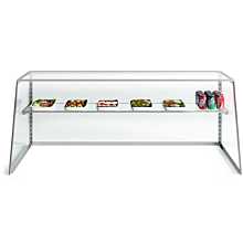 Custom Glass SG36 36" Standard Glass Sneeze Guard Framed Display Case Tapered / Slanted End with Shelf for Counters, Salad Bars, or Steam Tables