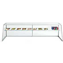 Custom Glass SG120 120" Standard Glass Sneeze Guard Framed Display Case Tapered / Slanted End with Shelf for Counters, Salad Bars, or Steam Tables