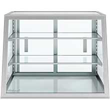 Custom Glass 36"L x 12"D x 20"H, 2 Shelves, Tapered / Slanted Front Countertop Glass Food Display Case, Dry