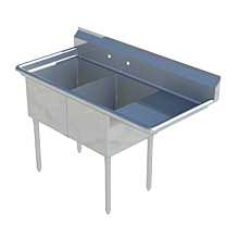 Sapphire SMS-2-1515R 47.5" 2 Compartment Sink with 15" x 15" Bowl and Right Drainboard