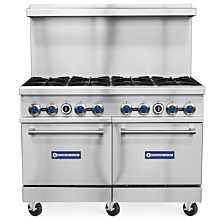 48" commercial range with 8 burners and 2 ovens