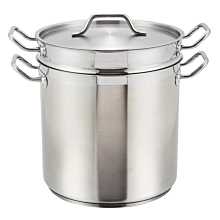 Winco SSDB-16 16 Qt. Stainless Steel Double Boiler with Cover