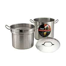 Winco SSDB-16S Stainless Steel 16 Qt. Steamer/Pasta Cooker with Cover