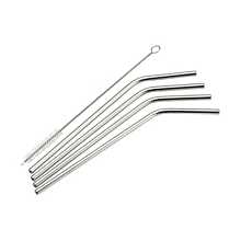 Winco SSTW-8C Stainless Steel Curved Drinking Straws Set