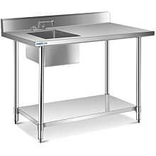 Prepline ST-3048 30"D x 48"L Stainless Steel Worktable with Sink and Faucet