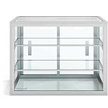 Custom Glass 32"L x 20"D x 18"H, 2 Shelves, Sliding Door Countertop Straight Glass Food Display Case, Dry