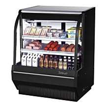 Turbo Air TCDD-48H-B-N 48" Black Curved Glass High Profile Refrigerated Bakery Case - 2 Shelves