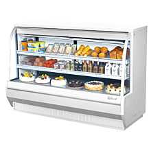 Turbo Air TCDD-72H-W-N 72" White Curved Glass High Profile Refrigerated Bakery Case - 2 Shelves