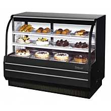 Turbo Air TCGB-60CO-B-N 60" Black Curved Glass Two Section Refrigerated and Dry Combo Bakery Case - 4 Shelves