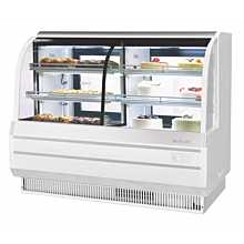 Turbo Air TCGB-60CO-W-N 60" White Curved Glass Two Section Refrigerated and Dry Combo Bakery Case - 4 Shelves