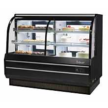 Turbo Air TCGB-72CO-B-N 72" Black Curved Glass Two Section Refrigerated and Dry Combo Bakery Case - 4 Shelves