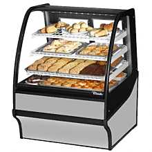 True TDM-DC-36-GE/GE-S-W 36" Curved Glass / Glass End Dry Display Merchandiser Case with Stainless Steel Exterior & White Interior