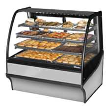 True TDM-DC-48-GE/GE-S-S 48" Curved Glass / Glass End Dry Display Merchandiser Case with Stainless Steel Exterior & Interior