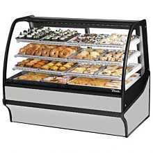 True TDM-DC-59-GE/GE-S-W 59" Curved Glass / Glass End Dry Display Merchandiser Case with Stainless Steel Exterior & White Interior