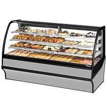 True TDM-DC-77-GE/GE-S-W 77" Curved Glass / Glass End Dry Display Merchandiser Case with Stainless Steel Exterior & White Interior