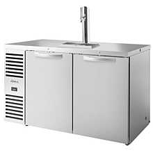 True TDR60-PTSZ1-L-S-SS-SS-1 60" Pass-Thru Two-Section Solid Door Stainless Steel Refrigerated Draft Bar Cooler with One Tap Column