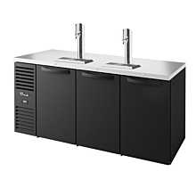 True TDR72-RISZ1-L-B-SSS-1 72" Reach-In Three-Section Solid Door Refrigerated Draft Bar Cooler with Two Tap Columns