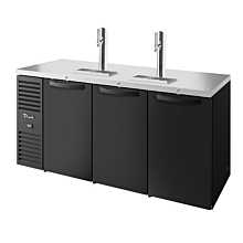 True TDR84-RISZ1-L-B-SSS-1 84" Reach-In Three-Section Solid Door Refrigerated Draft Bar Cooler with Two Tap Columns
