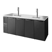 True TDR92-RISZ1-L-B-SSSS-1 92" Reach-In Four-Section Solid Door Refrigerated Draft Bar Cooler with Two Tap Columns