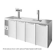 True TDR92-RISZ1-L-S-SSSS-1 92" Reach-In Four-Section Solid Door Stainless Steel Refrigerated Draft Bar Cooler with Two Tap Columns