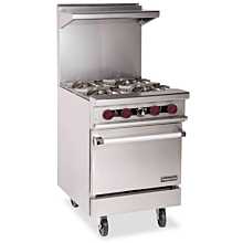 Therma-Tek TMD24-12G-2-1-NG 24" Natural Gas Two Burner Restaurant Range, and 12" Griddle with Space-saver Oven - 117,000 BTU