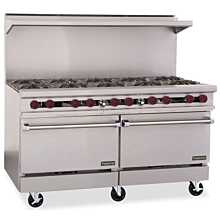 Therma-Tek TMD60-12G-8-2-LP 60" Liquid Propane Eight Burner Restaurant Range, and 12" Griddle with Two Oven - 330,000 BTU