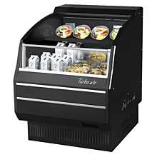 Turbo Air TOM-30LB-SP-A-N 28" Low-Profile Horizontal Open Display Merchandiser w/ Black Interior, Mirrored Sides & Solid Side Panels - 5 Cu. Ft.