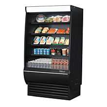 Turbo Air TOM-36DXB-SP-A-N 36" Extra-Deep Vertical Open Display Merchandiser w/ Black Interior, Mirrored Sides & Solid Side Panels - 17 Cu. Ft.