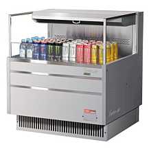 Turbo Air TOM-36L-UF-S-1S-N 36" Low Profile Stainless Steel Horizontal Open Display Case w/ Glass Side Panel - 5 Cu. Ft.