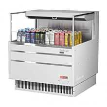 Turbo Air TOM-36L-UF-W-1S-N 36" Low Profile White Horizontal Open Display Case w/ Glass Side Panel - 5 Cu. Ft.