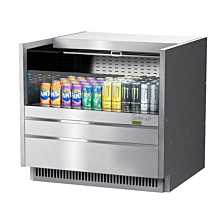 Turbo Air TOM-36UC-S-N 36" Low Profile Stainless Steel Drop-In Horizontal Open Display Case w/ Solid Side Panel - 5 Cu. Ft.