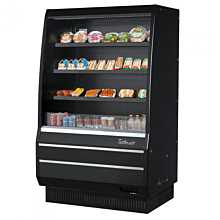 Turbo Air TOM-40MB-SP-A-N 39" Mid-Height Vertical Open Display Merchandiser w/ Black Interior, Mirrored Sides & Solid Side Panels - 9 Cu. Ft.