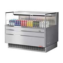 Turbo Air TOM-48L-UF-S-1S-N 47" Low Profile Stainless Steel Horizontal Open Display Case w/ Glass Side Panel - 6 Cu. Ft.