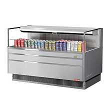 Turbo Air TOM-60L-UF-S-1S-N 59" Low Profile Stainless Steel Horizontal Open Display Case w/ Glass Side Panel - 8 Cu. Ft.