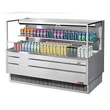 Turbo Air TOM-60L-UF-S-2S-N 59" Low Profile Stainless Steel Horizontal 1 Shelf Open Display Case w/ Glass Side Panel - 13 Cu. Ft.